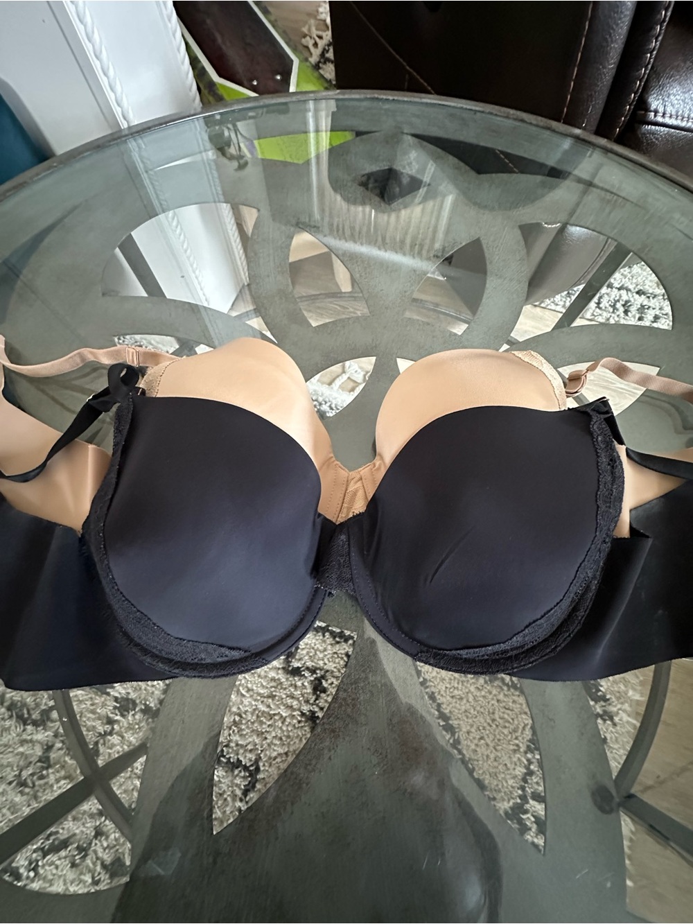 Soma Black & Nude Convertible Push-Up Bra with Lace Trim